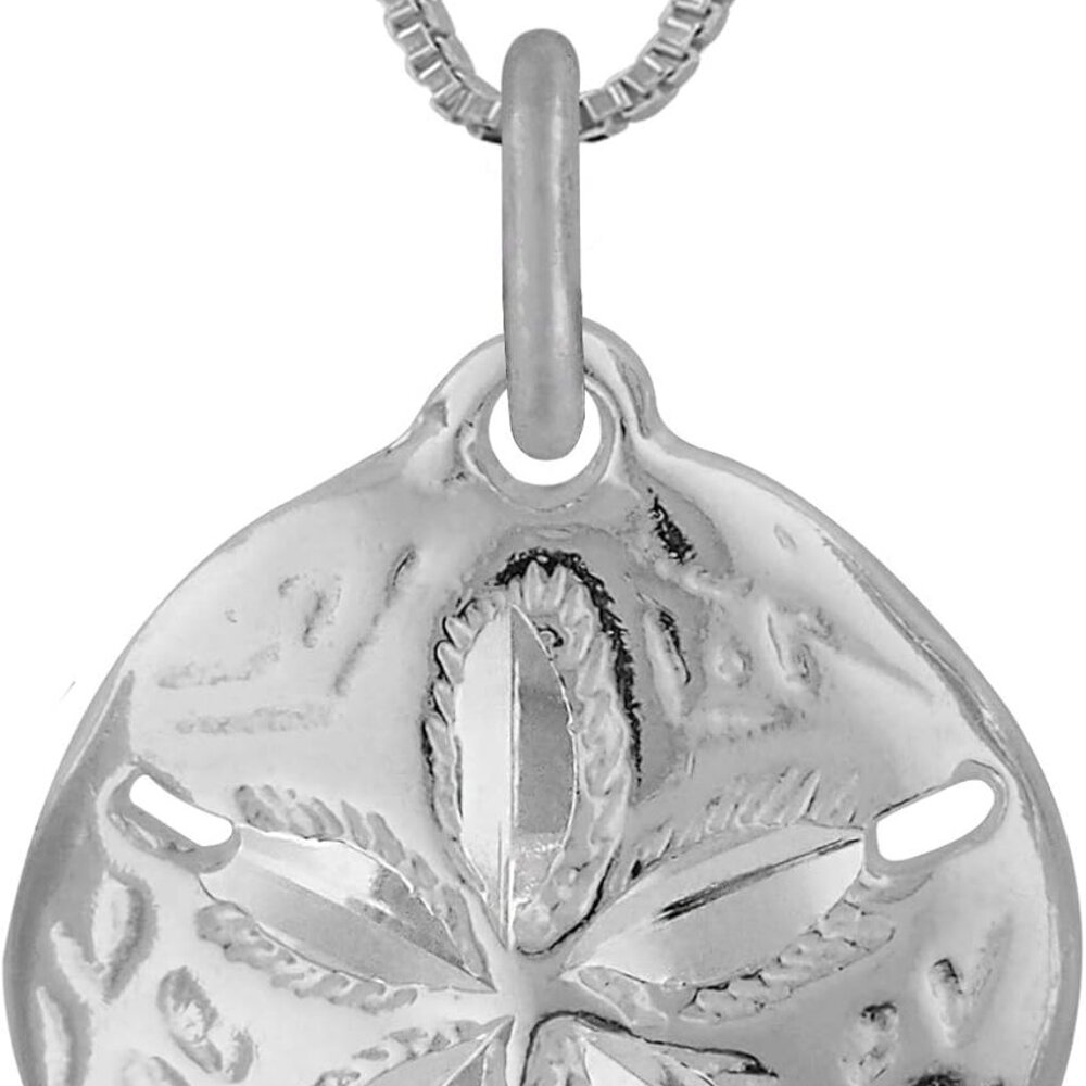 Pendant Necklace 18 Inch Sand Dollars Pendant Charm Premium Sterling Silver